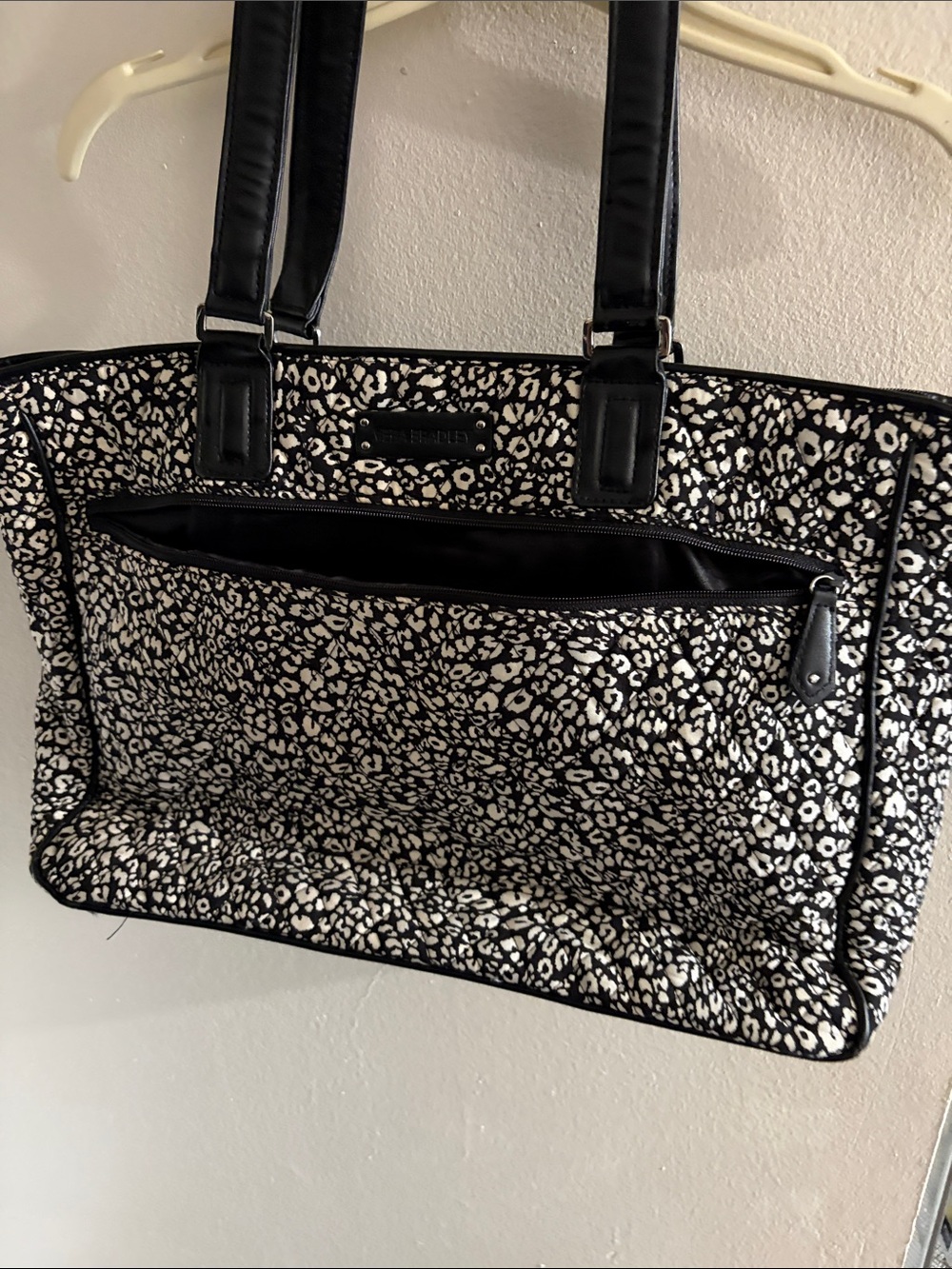 Vera Bradley Black and White Camocat Print Tote Bag